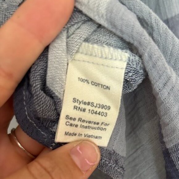 Sweet Wanderer blue plaid one shoulder 100% cotton light weight Large - Picture 6 of 7